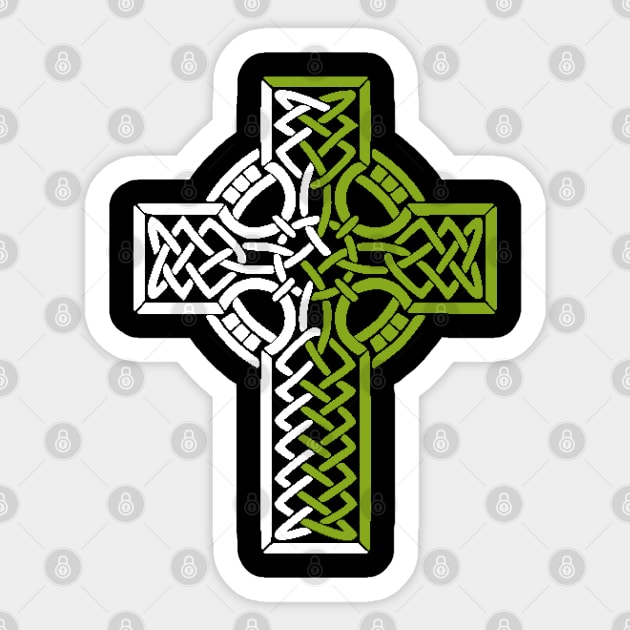 Celtic Cross in Green and White Sticker by NovaOven